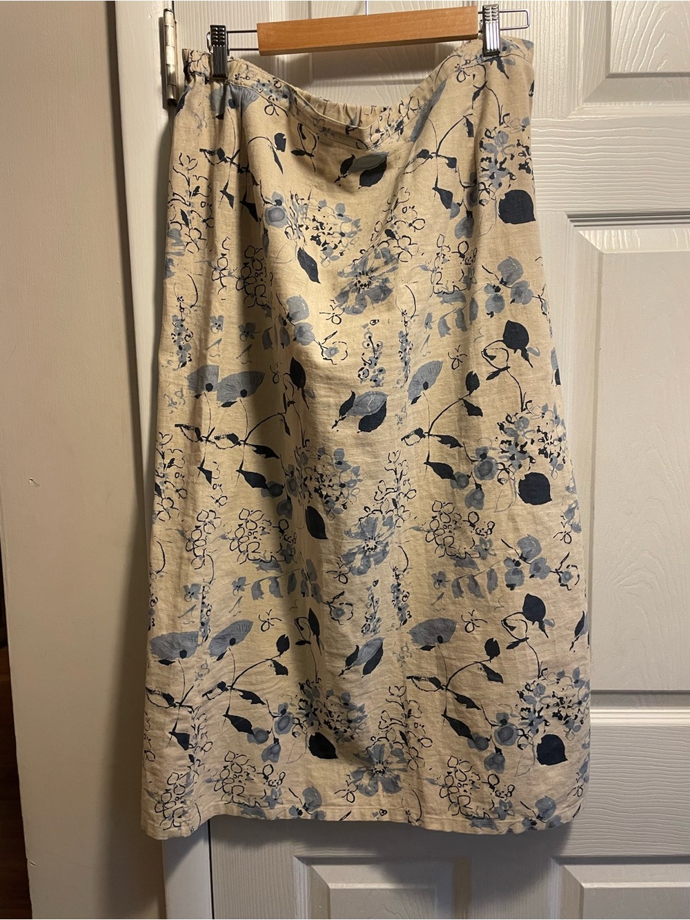 Orvis Floral Linen/cotton Blend Midi Skirt